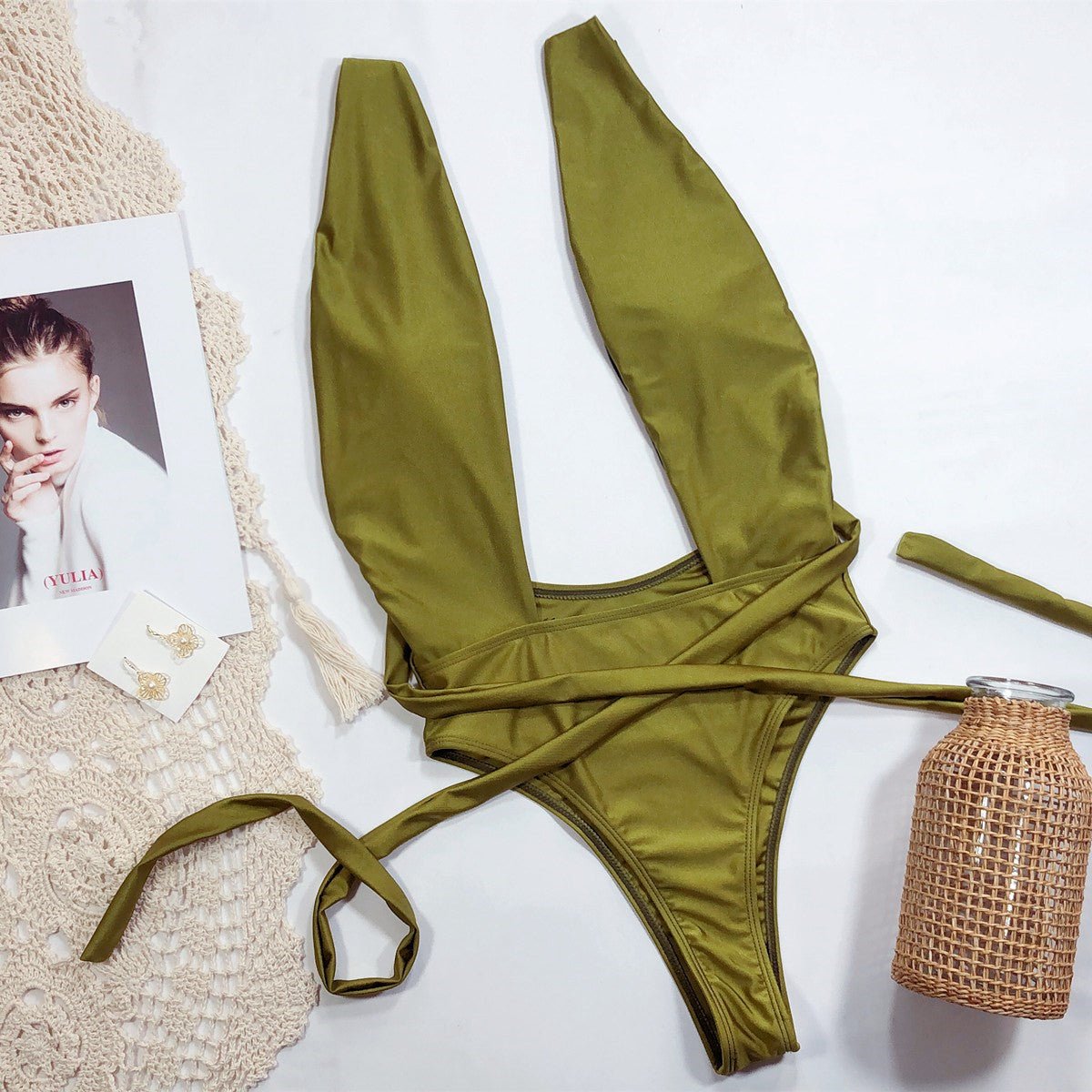 Cross Halter Swim Suit For Women Swimwear One Piece Swimsuit Female Bather Hollow Out Bathing Suit Beach Backless-3