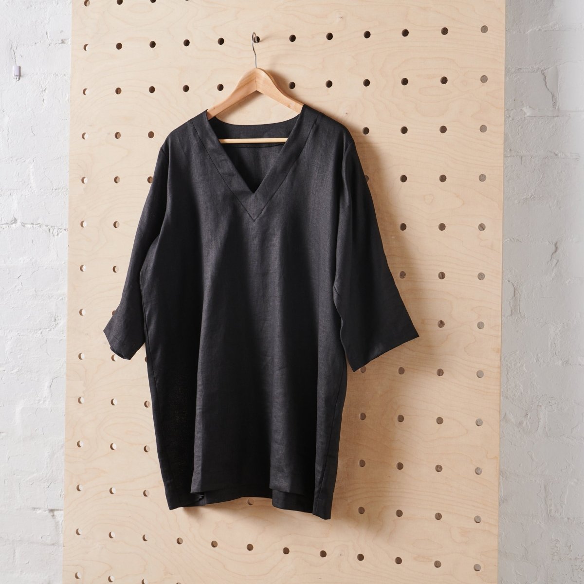 Linen Tunic Dress | Black-0