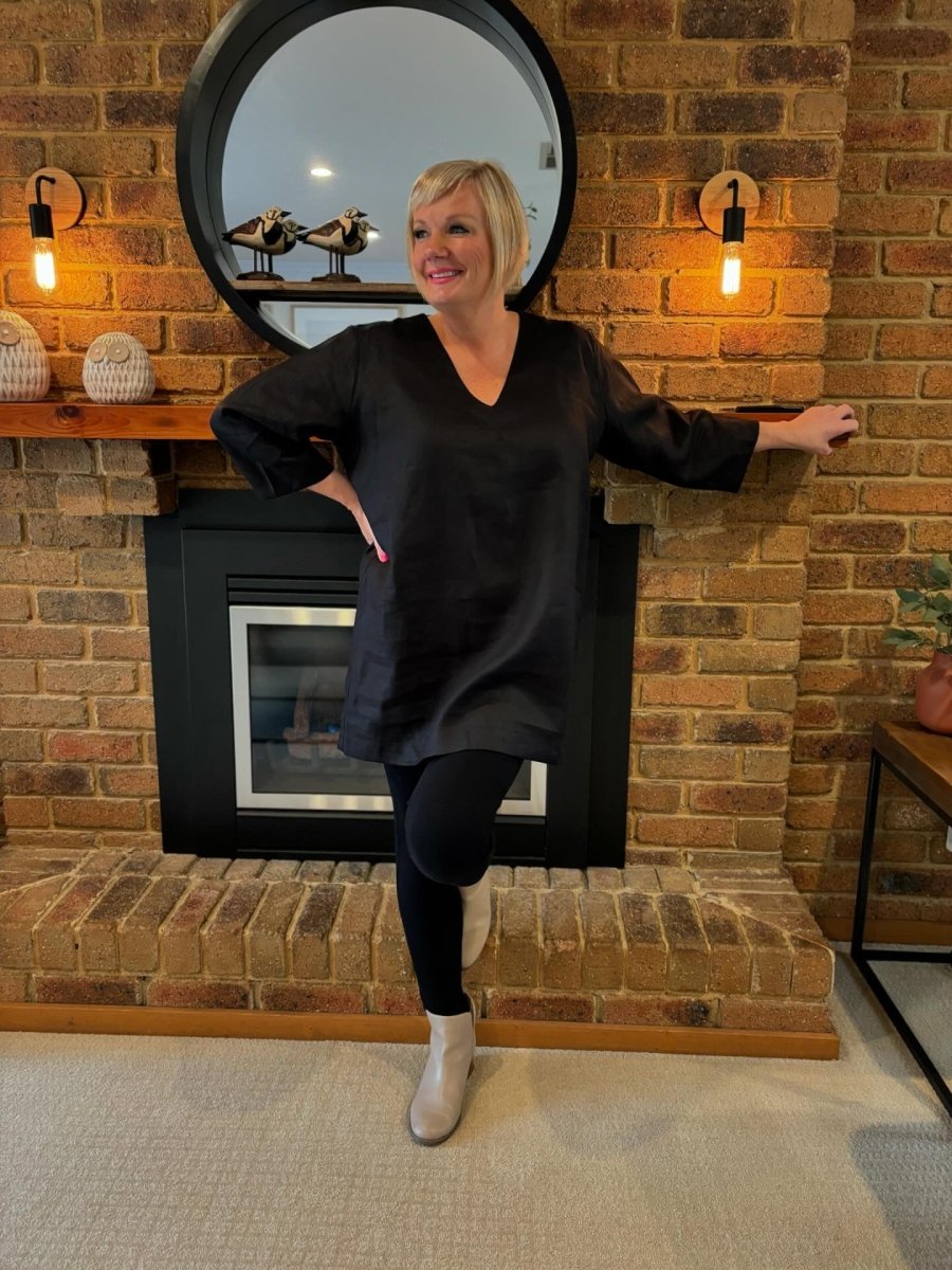 Linen Tunic Dress | Black-2