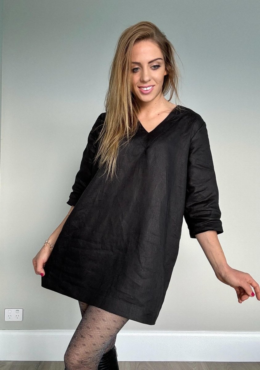Linen Tunic Dress | Black-1