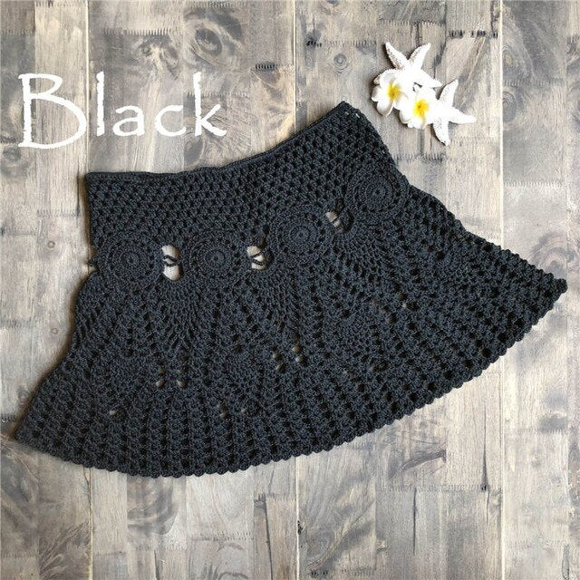 Hand Hook Crochet Bikinis Bottom Handmade Knitted Hollow Out A-line skirt Sexy Swimwear Women-9