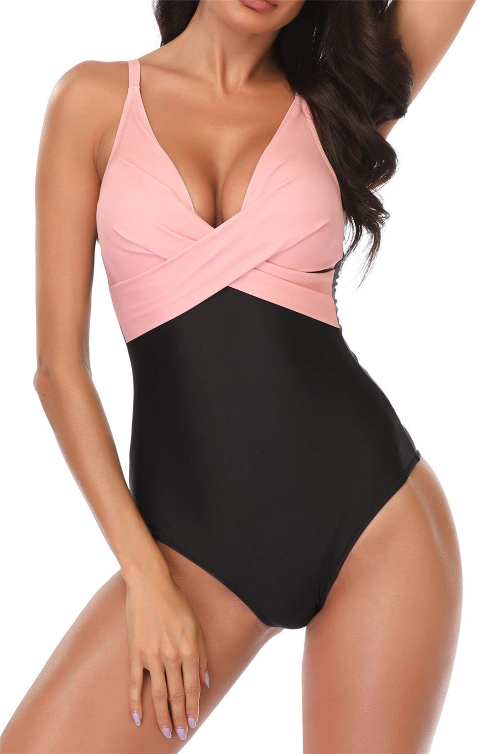 One Piece Swimsuit Women Print Sexy Black White Bodysuit Swimwear-8
