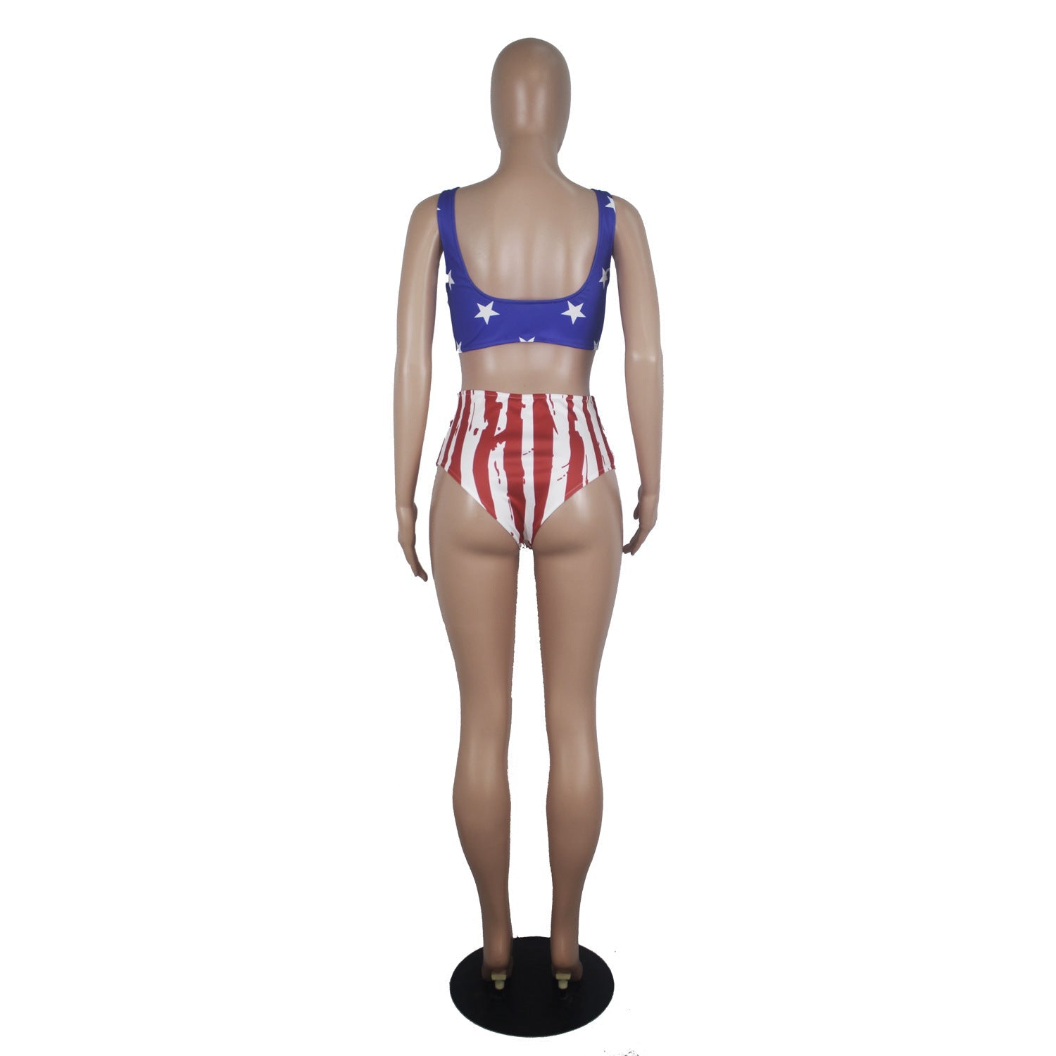 Popular Women's Swimming Sets Independence Day National Day USA Flag Printed Two-Piece Swimsuit Blue Stars Bra tankini swimsuits-3