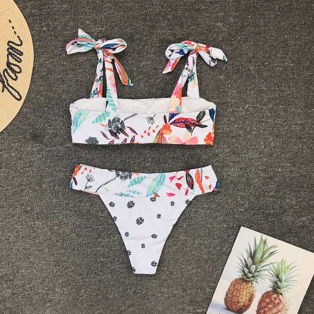 Floral Print Swimsuit Women Bikini High Cut Swimming Push Up Sexy Biquinis Beach Style Maillot De Bain Femme Two Piece Set-4