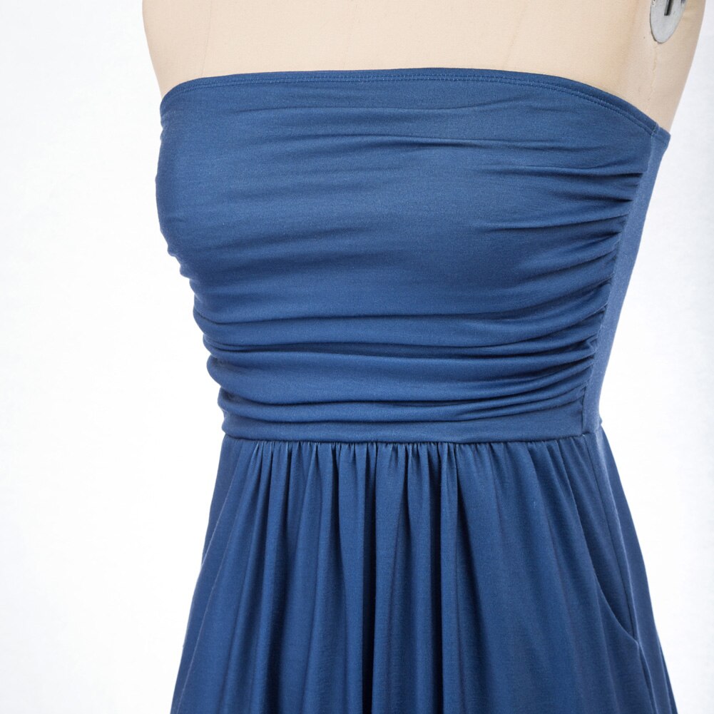 Grace Karin Women Strapless Ruched Dress Summer Sexy Elegant Pockets Casual Gradient Color Beach Holiday Party A-Line Maxi Dress-3