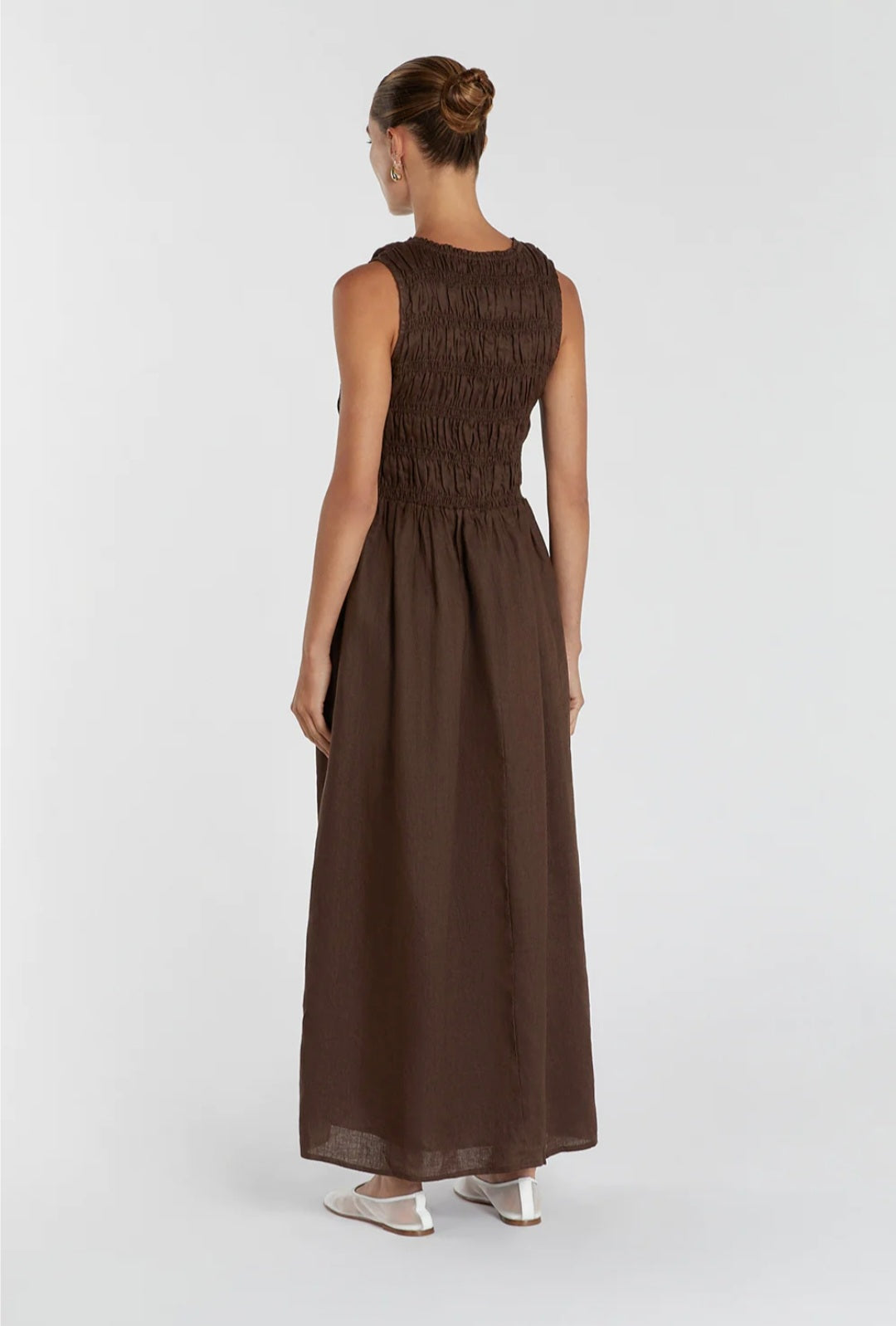 Brown Linen Dress | Maxi Dress | Linen Dress | Linen Clothing | 100% Organic Linen | Smock Design-3