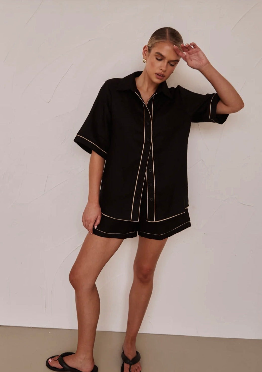 Black Cotton Shirt | Poplin Cotton Shirt-3