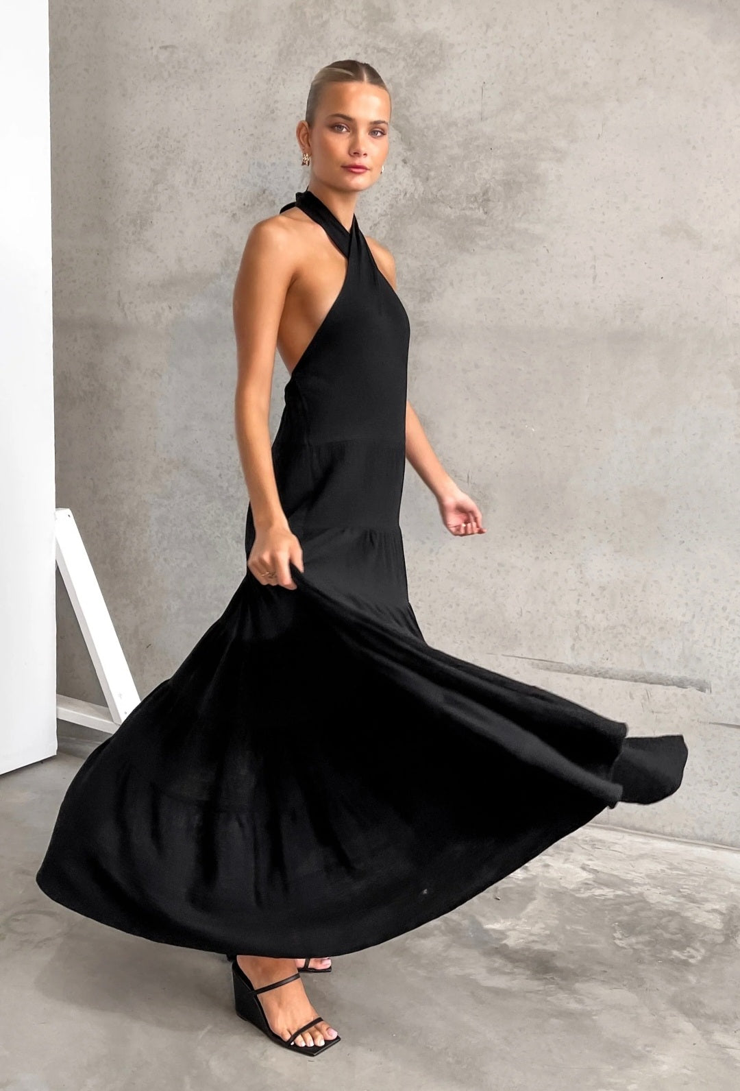 Black Cotton Dress | Maxi Dress | Cotton Dress | Black Dress | Flair Dress-0