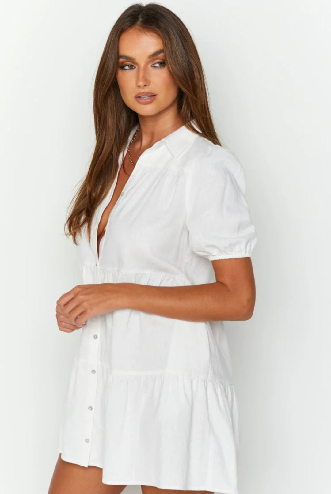 White Cotton Mini Buttoned Dress | Cotton Dress | Summer Dress-2