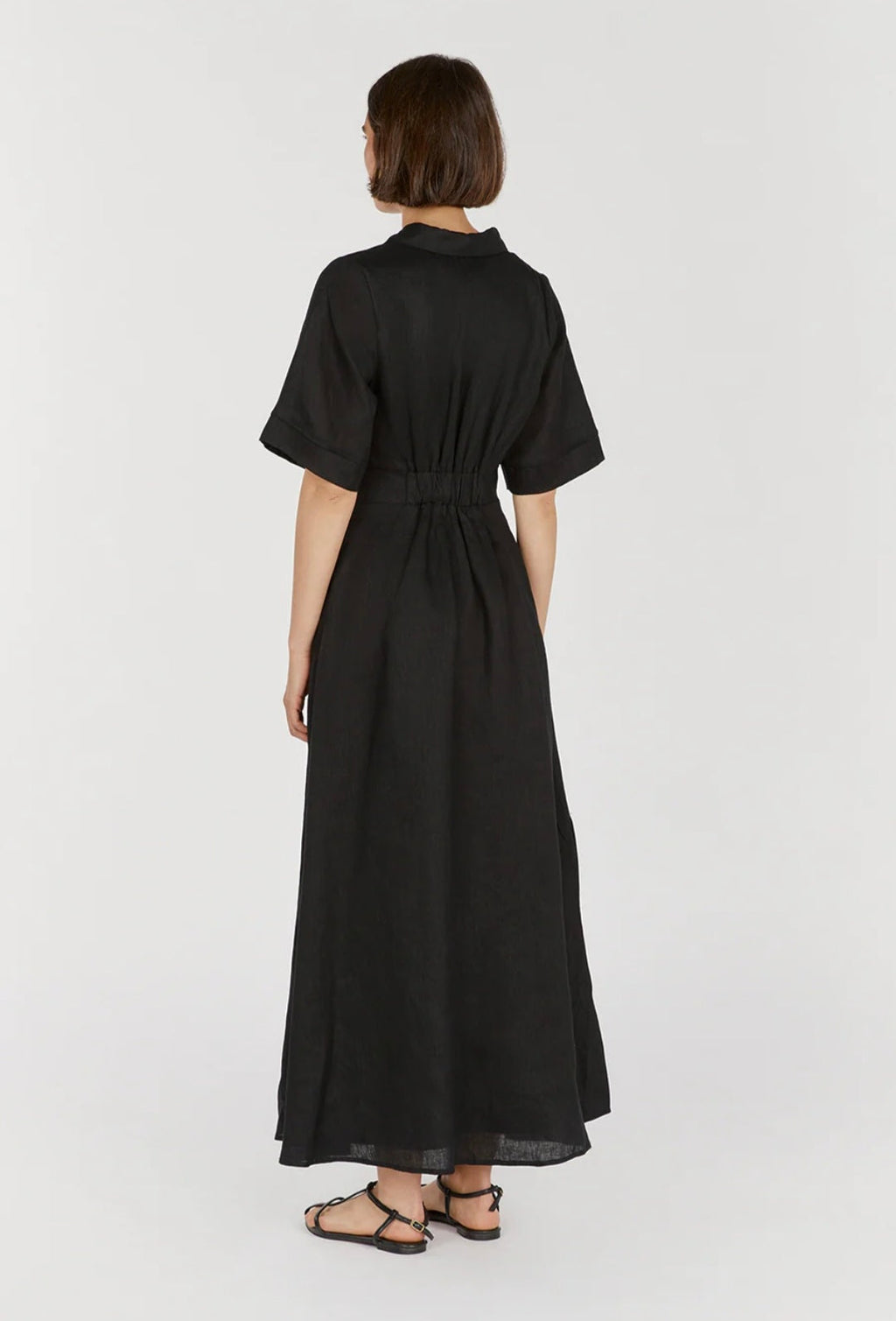 Black Linen Dress | Maxi Dress | Linen Dress | Linen Clothing | 100% Organic Linen | Button Down Dress-2