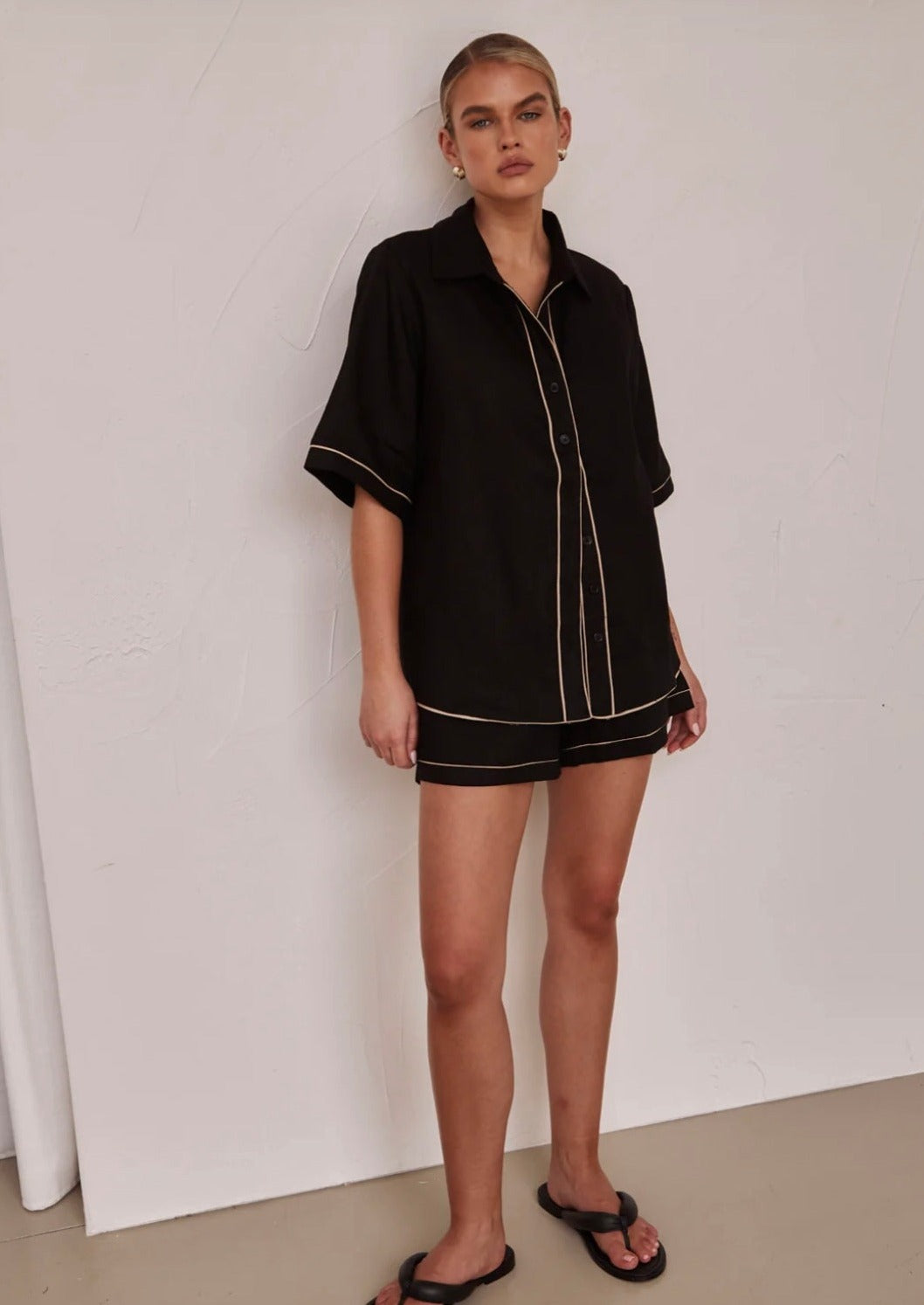 Black Cotton Shirt | Poplin Cotton Shirt-2