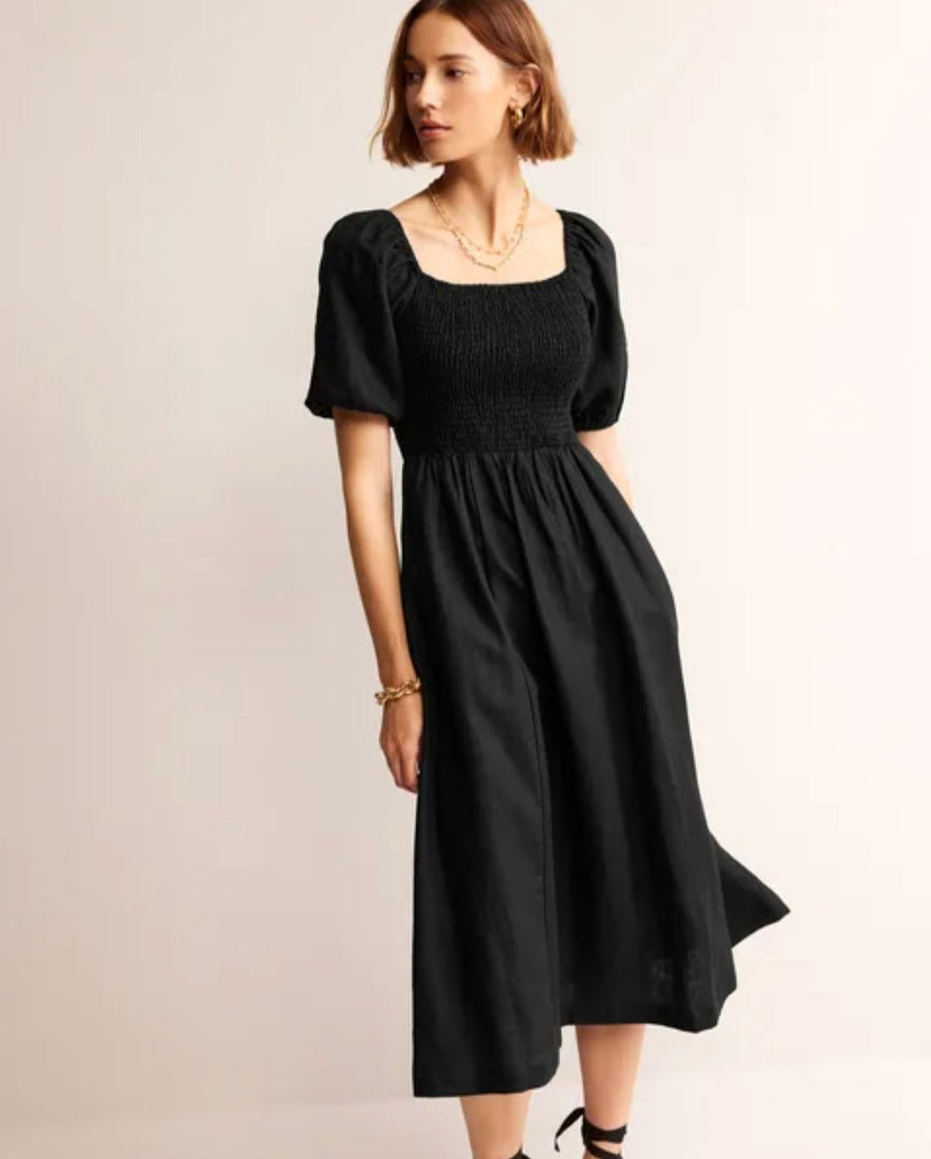 Black Linen Dress | Maxi Dress | Linen Dress | Linen Clothing | 100% Organic Linen | Smock Design-1