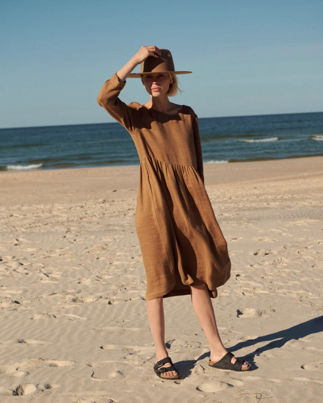 Brown Linen Dress | Maxi Dress | Linen Dress | Linen Clothing | 100% Organic Linen-1