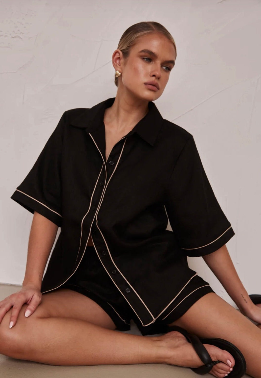 Black Cotton Shirt | Poplin Cotton Shirt-1