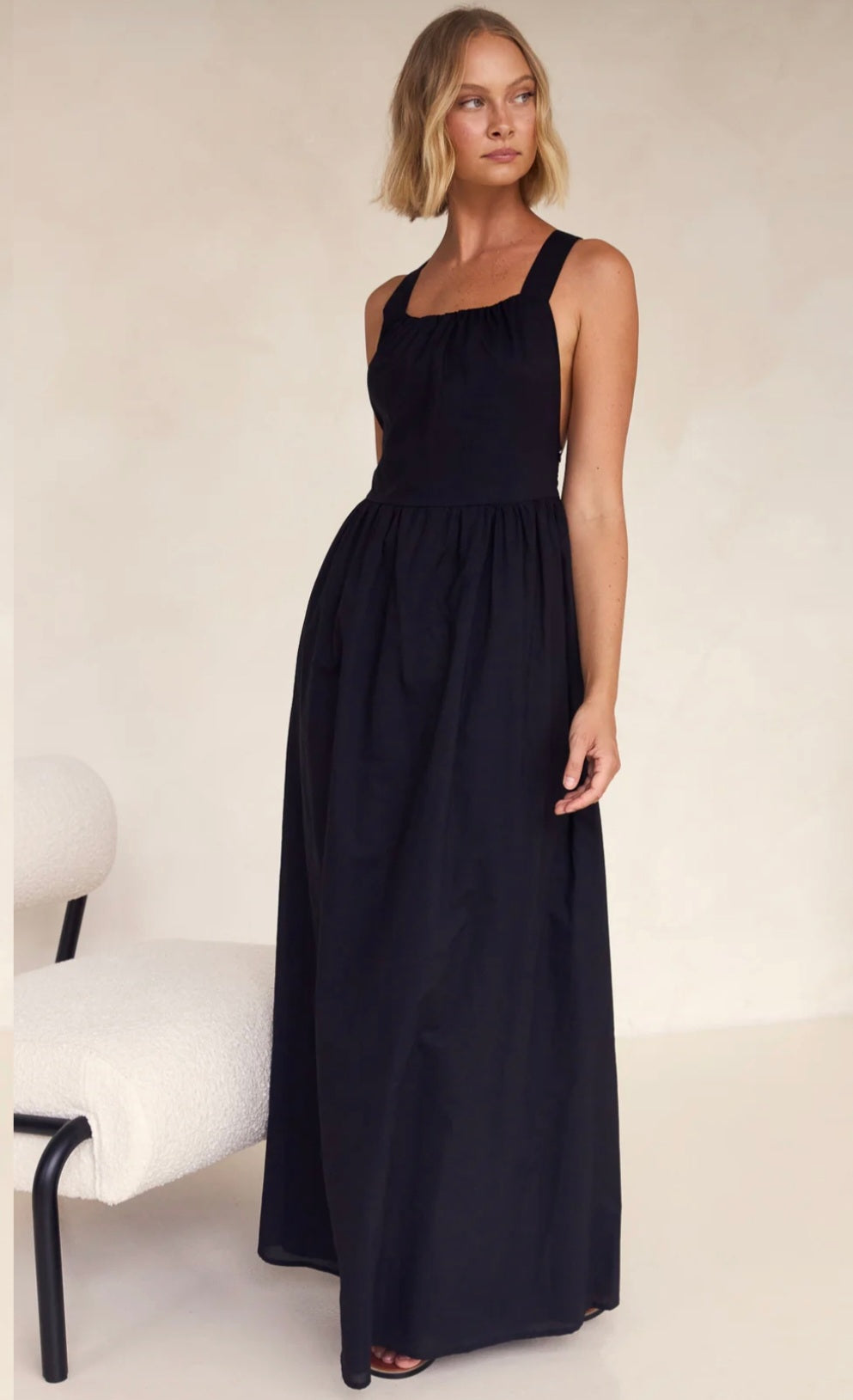 Black Cotton Dress | Maxi Dress | Cotton Dress | Black Dress | Backless Dress-4