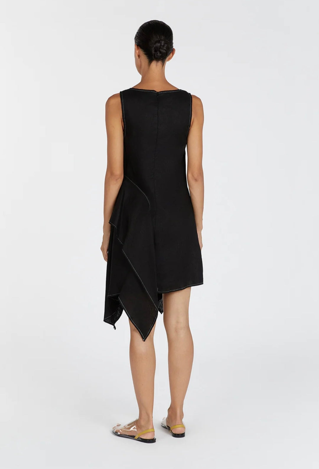 Black Linen Dress | Asymmetric Dress | Linen Dress | Linen Clothing | 100% Organic Linen-4