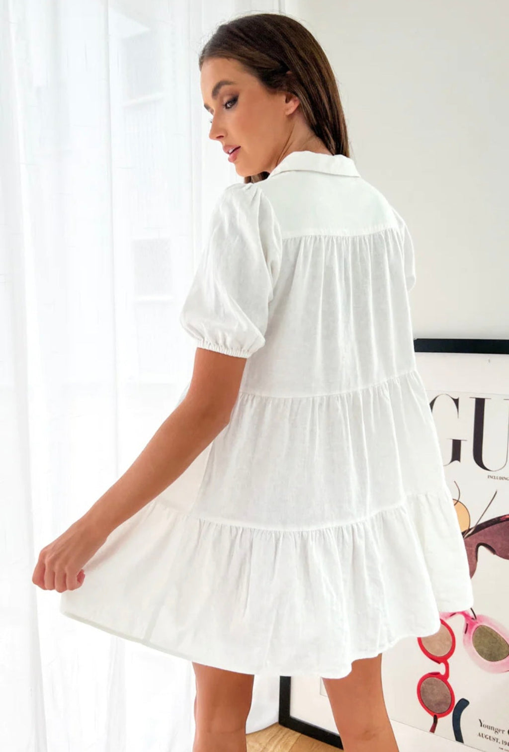 White Cotton Mini Buttoned Dress | Cotton Dress | Summer Dress-3