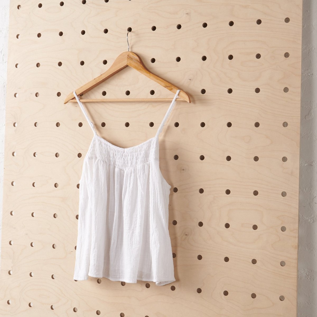 Shirred Cotton Cami | White