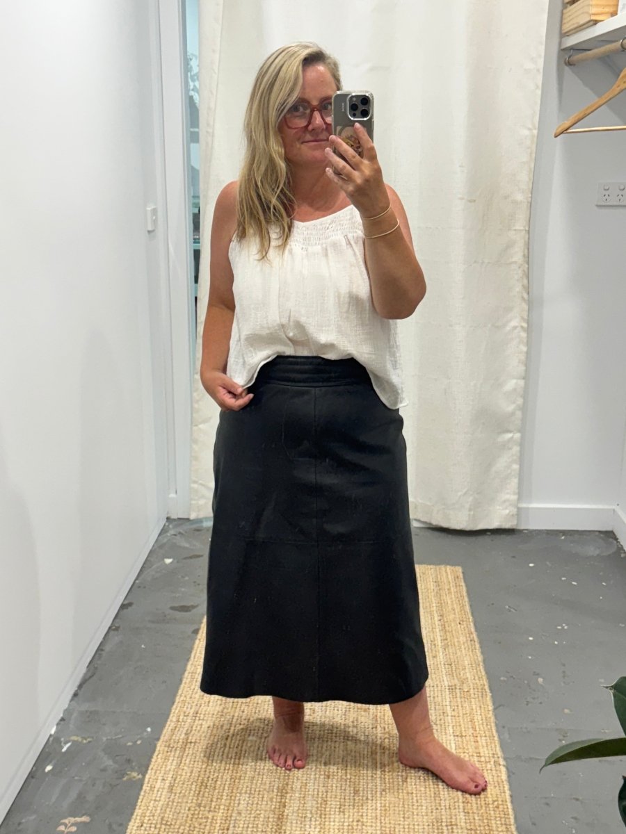 Shirred Cotton Cami | White